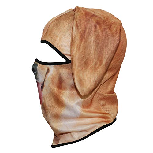 WTACTFUL 3D Animal Ears Balaclava, Breathable Face Mask for Halloween | Stand-Up Ears, Windproof Dustproof, Quick-Dry, No Fade Print, Soft, for Music Festivals Raves Ski Snowboard Moto Party - color: Golden Retriever Mss-01