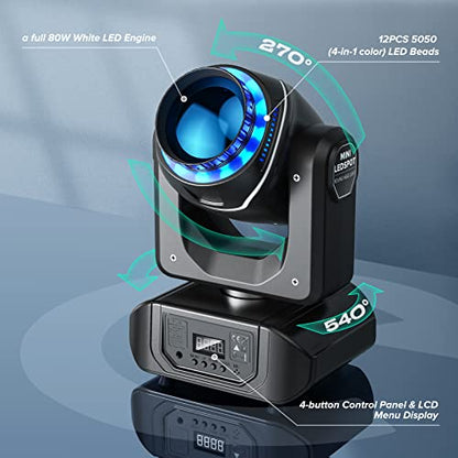 6-Pack Dj Light Moving Head 108W with Remote Rotating 18-Facet Prism 10 Gobos 8 Colors DJ Lighting Spotlight by DMX and Sound Activated for Wedding,Parties,Bar,Live Show - color: 6-PACK