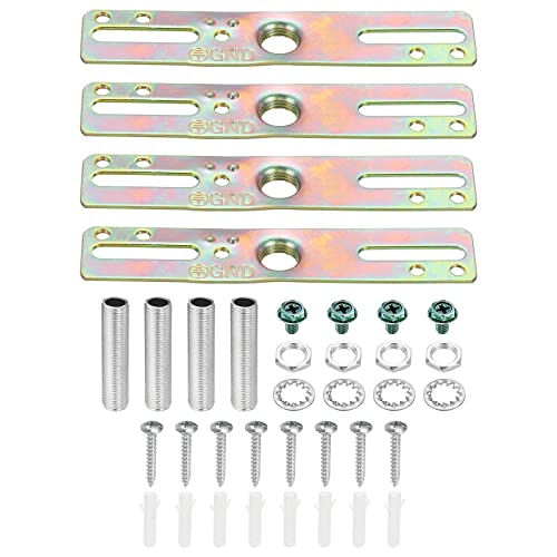 PATIKIL 4" Ceiling Light Plate Kit, 4 Pack Light Crossbar Mounting Bracket Universal Lamp Fixture Hardware Set for Chandelier Wall Light, Zinc Plated - color: Zinc Color
