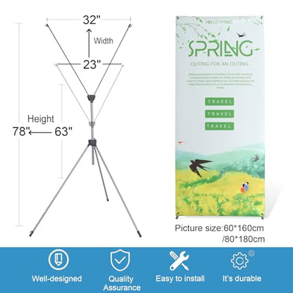 2 Pack X Frame Banner Stand Fits Any Banner Adjustable Size 23"X63" to 32"X78", Portable Travel Bag & Load-bearing Bag for Advertising, Stores, Tradeshow, Restaurant, Event, Birthday & Party (Outdoor)