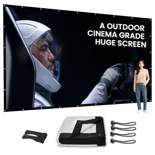 300 inch Projector Screen Upgraded, Straight Edges, Foldable, Washable and Wrinkle-Free - for Indoor Home Theater and Outdoor Cinema -White 16:11 by IOLIEO - size: 300'' Diagnol