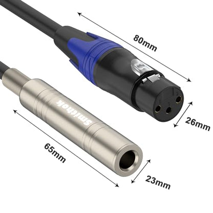 Smithok 2 Pack XLR to 1/4" Cable,Balanced 3 Pin XLR Female to 1/4 Quarter inch TRS 6.35mm Female Stereo Audio Adapter - 1 Feet (30 cm) Black