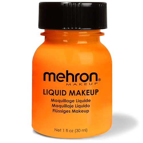 Mehron Makeup Liquid Makeup - ORANGE, Face & Body Paint | 1 Fl oz Water-Based Face Paint & Body Paint Perfect for Halloween & Cosplay. Air Brush Compatible. Vegan & Made in the USA. - color: Orange
