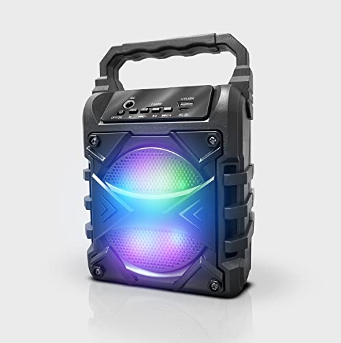Top Tech Jet-4 Bluetooth Speaker, 400W, 4" Woofer, Rich Bass, 6hr Playtime, Disco Lights, Karaoke Mode, TWS, 100ft Range, USB, TF, Mic Input, Portable Speaker (Black) - color: Black