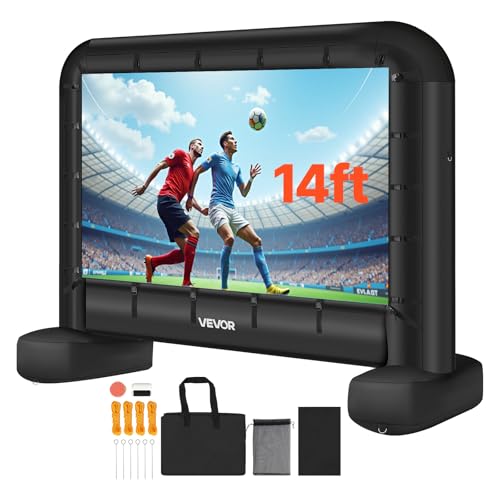 VEVOR 14 ft Inflatable Movie Screen, Inflatable Projector Screen with Portable Storage Bag, 16:9 Easy Set Up Movie Projection for Outdoor Backyard, Home Theater, Theme Party