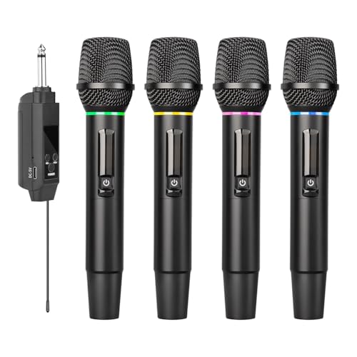 Depusheng S2 Wireless Microphone Dynamic Handheld Microphones Karaoke Microphone Mic with Rechargeable Receiver for Stage Perform Party Church Club (US-S4) - size: US-S4