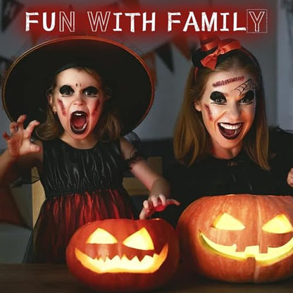 White Black Red Halloween Face Body Paint with 3PCS Sponge and 1PC Brush, for Baseball, Softball Sports(Eye Black) & Halloween (Joker, Clown), Face Painting Kit for Cosplay, SFX Costumes - color: White+Black+Red-1