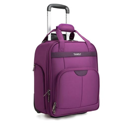 Underseat Carry on Luggage with Wheels,16-inch Airline Approved Personal Item Stylish Softside Underseater Suitcases with Wet/Dry Pockets,Overnight Rolling Carry-on Bag for Short Trip, Purple - color: Purple