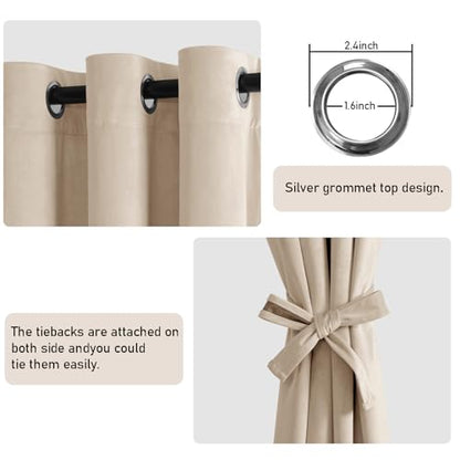 JIUZHEN Beige Velvet Blackout Curtains 84 Inch for Living Room/Bedroom - color: Beige, size: 42"W x 84"L (Pack of 2)