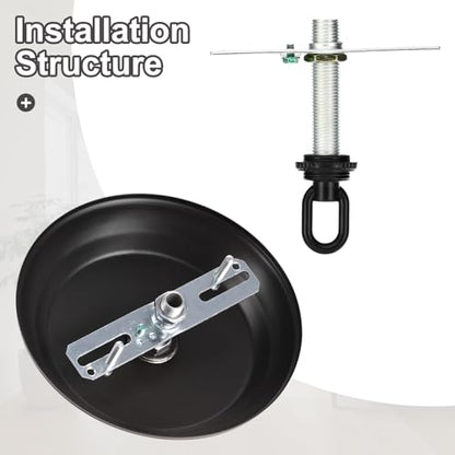 2 Set 4" Universal Light Fixture Cross Bar Kit 1/4 IP Black | Center Ceiling Light Plate Mounting Hardware Repair Set - color: Black