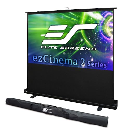Elite Screens ezCinema 2 Projector Screen, Aluminum, Black | 84-inch 16:9, Manual Floor Pull Up Scissor Backed Portable Home Office Classroom Front Projection + Carrying Bag |2-Year Warranty, F84XWH2 - color: 16:9 Aspect Ratio, size: 84-inch, style: ezCin