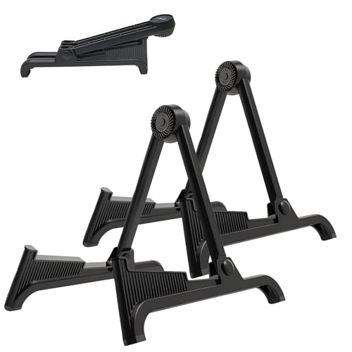 nalu Classic A-Frame Tripod Adjustable Guitar Stand for Acoustic Bass Electric Guitars and Ukuleles Folding Floor Stand Small Good for Traveling (BlackRubber+BlackFream2pack) - color: BlackRubber+BlackFream2pack