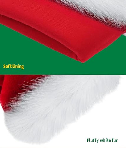 Christmas Hat for Adults/Kids/Baby, Santa Hats Unisex, Red Velvet Thicken Holiday Xmas Hat for Festive New Year Party - color: Red - Single Pack