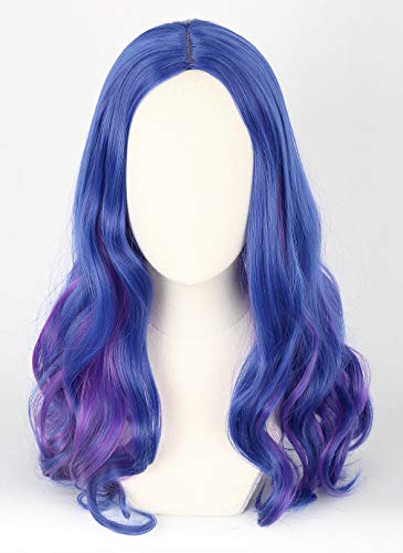 Topcosplay Kids wig for Girls Blue and Purple Wig Halloween Costume Cosplay Wig Long Wavy - color: Blue and Purple