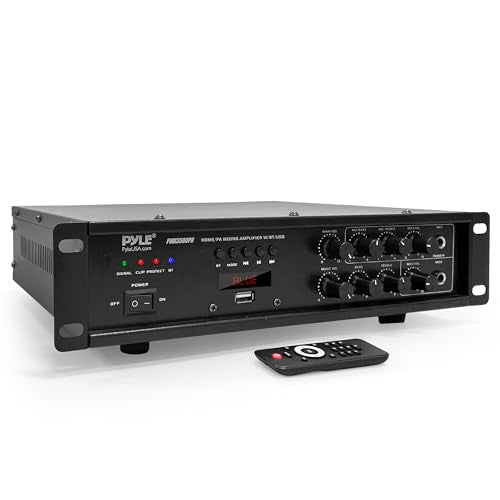 Pyle Bluetooth PA Mixing Amplifier - 500W Home Audio Rack Mount Stereo Power Amplifier, Digital LED Display, USB/AUX/Mic, Optical/Coaxial, AC-3, 70V/100V Output - PMX3500PH