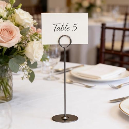 ERYTLLY 16PK Place Card Holders 8 Inch Table Number Holders Table Card Holders Steel Card Holders for Birthdays,Weddings,Photos, Food Signs, Memo Notes, Restaurants (Black) - color: Black