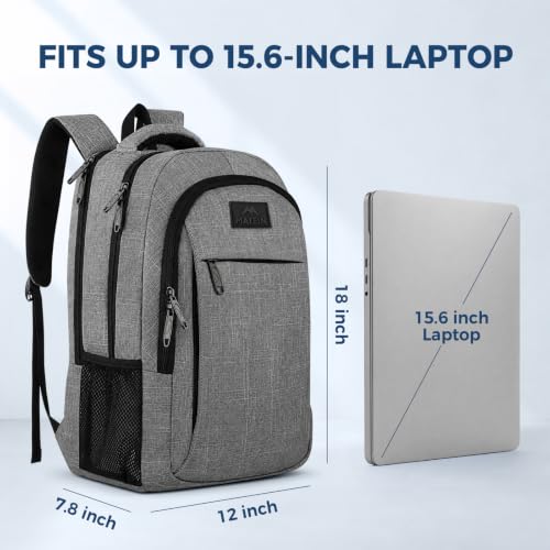 MATEIN Travel Laptop Backpack, 15.6 Inch College School Computer Bag, Grey | Slim Sturdy Business Daypack, Anti Theft Bookbag, Water Resistant, Gift for Men & Women, Personal Item Bag, Mochilas - color: Austere Grey, size: 15.6 Inch