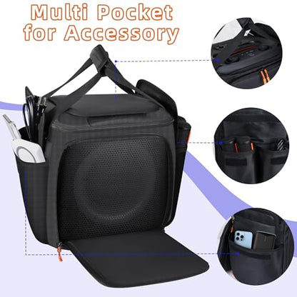 Speaker Bag Compatible with JBL Partybox Encore Essential 2/Essential, Soft Padded Carrying Case Travel Bag with Shoulder Strap & Multi-Pockets for Microphone and Accessories