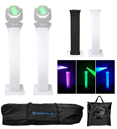 (2) Rockville RTP32W Totem Moving Head Light Stand+Black+White Scrims+Carry Bags for Marq Gesture Beam 400 Lights