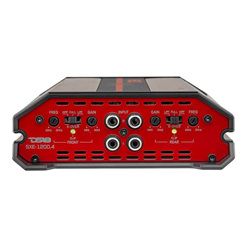 DS18 SXE-1200.4/RD Car Amplifier Stereo Full-Range Class A/B 4-Channel 60x4 RMS @4 OHM 1200 Watts - Powerful and Compact Amp for Speakers in Car Audio System - style: SXE-1200.4/RD