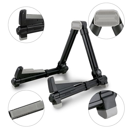 EASTROCK Portable Tripod A Frame Aluminium Music Stand,Black | Folding Guitar Stand,for Acoustic Electric Guitars, Bass, Violin, Ukulele, Banjo - color: black