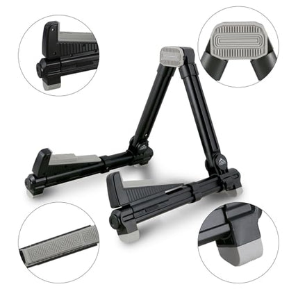 EASTROCK Portable Tripod A Frame Aluminium Music Stand,Black | Folding Guitar Stand,for Acoustic Electric Guitars, Bass, Violin, Ukulele, Banjo - color: black