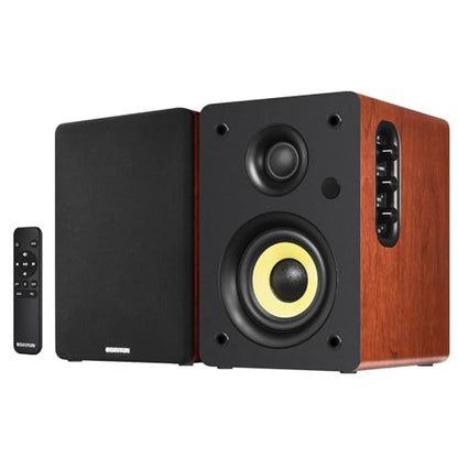 Sanyun SW206 80W 2.0 Active Bookshelf Speakers, Dual-Mode Creator & Music | 4" Carbon Fiber + 25mm Silk Dome, 24bit DAC, 6.35mm TRS Balanced + (Optical/Coaxial/AUX/USB/BT) Inputs, MDF, (Pair, Red) - color: Red