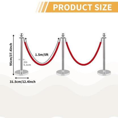 4Pcs Stanchions Post and Velvet Ropes, Crowd Control Barriers with Weighted Base, Red Carpet Runner Poles, Retractable Safety Barriers for Party, Wedding, Theater, Event, Hotel - color: 4 pack, size: without Red Carpet