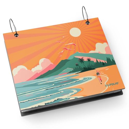 Gone For a Run BibFOLIO Race Bib Album - Miles of Sunshine - 9.5x8 | Wood Cover, Twist Cable Rings, Race Bib Holder, Holds Up to 100 Bibs, Includes 12 Vinyl Sleeves, Marathon Runner Gift - color: Miles of Sunshine