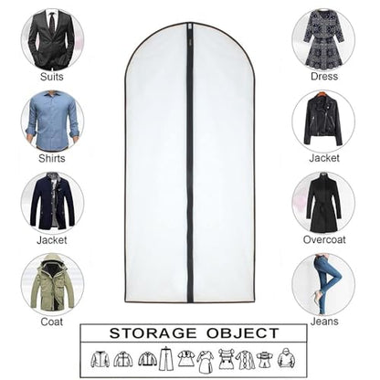 HomeClean Garment Bag (Set of 6) Plastic Garment Bags with Zipper Hanging Clothes Cover Dress Bag for Suits, Coats Closet (24'' x 40'', Black) - color: Black-Translucent, size: 24'' x 40''/6 Pack