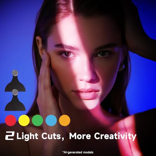 Extended Bowens Mount Snoot Spotlight Kit for Photography, Pro Version 33° Optical GOBO Projector Lens with 20 Metal Gobos, 2 Shutter Blades and 5 Color Gels for LED Lights