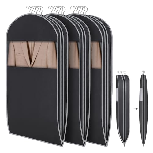 KEEGH Compression Garment Bags, Large Hanging Garment Bag 40 In, 3 PCS | Self Compression Zipper, Large Capacity, Clear Window, 8 In Gusset, Premium Suit Bags for Shirts, Suits, Dresses - size: 40"-3PCS