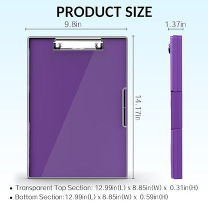Sooez Nursing Clipboard with Storage, Clear Top Clip Boards 8.5x11, Purple | Heavy Duty Plastic, Dry Erase, High Capacity, Nurse Essentials, Dental Assistant, Teacher & College School Office Supplies - color: Purple