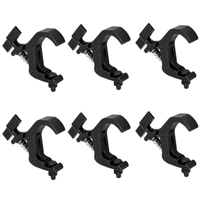 6 PCS Truss Clamp Stage Light Clamps, Professional 1.57-2.36 Inch Black Aluminum Alloy Truss Clamp for Moving Head Stage lighting Fixtures, Fit for 40-60mm OD Tube/Pipe,132lb Load Capacity