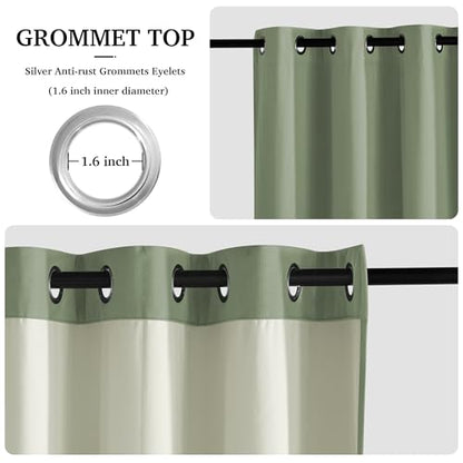 RYB HOME Sage Green Kids Velvet Blackout Curtains 84 inches Long, 100% Light Blocking Thermal Insulated Grommet Curtains for Home Office Studio Theater, 52" W x 90" L, 2 Panels - color: 100% Blackout - Sage Green, size: 52"W x 90"L (Pack of 2)