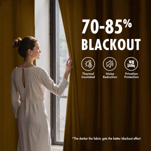 MIULEE Gold Velvet Curtains 84 Inch Long 2 Panels, W40 x L84 | Luxury Super Soft, Thermal Insulated, Room Darkening Drapes, Rod Pocket Design, Window Curtains for Bedroom Living Room - color: Gold, size: 40"W x 84"L (Pack of 2)