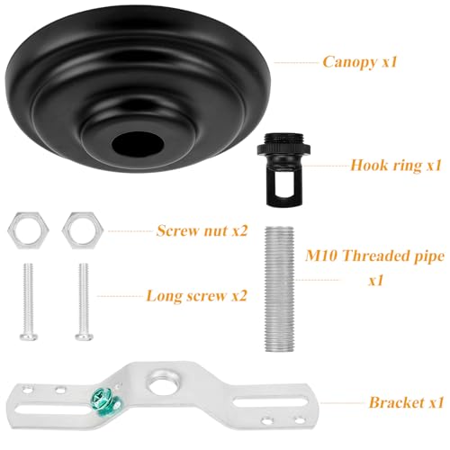 Heavy Duty Light Fixture Canopy Kit 5.3 Inches Diameter & 5.9 Feet Chain Ceiling Mounting Hardware for Pendant Light, Chandelier or Swag Light Fixtures, Matte Black - color: Black