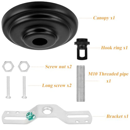 Heavy Duty Light Fixture Canopy Kit 5.3 Inches Diameter & 5.9 Feet Chain Ceiling Mounting Hardware for Pendant Light, Chandelier or Swag Light Fixtures, Matte Black - color: Black