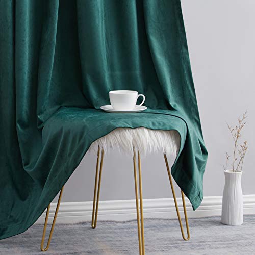 HLC.ME Lopez Velvet Curtains 84 Inches - Premium Privacy Back Tab Rod Pocket Window Treatment Curtain Drapery Panels for Bedroom & Living Room - Set of 2 Panels (54 x 84 inches Long, Green) - color: Green, size: 54"W x 84"L (Pack of 2), style: Back Tab Ro