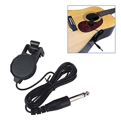 aqxreight Clip On Piezo Pickup Microphone for Acoustic Guitar Violin Ukulele Soundhole Instrument Pickup Transducer Clamp On Design ABS Metal Construction Clear Sound Musical Accessories