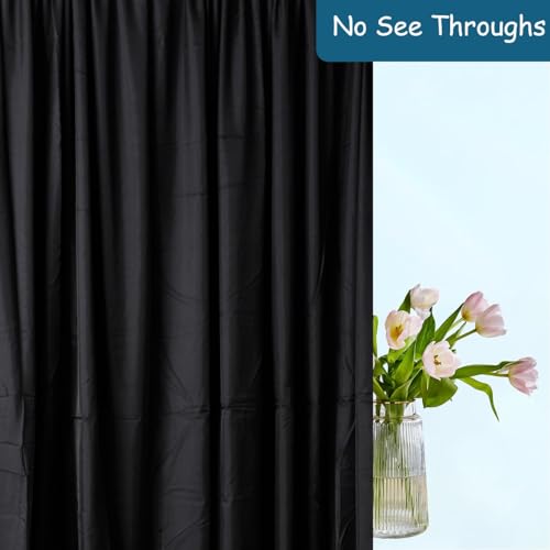 Two Layers Backdrop Made with One Piece Chiffon Tulle & Polyester for Professional Extra Wide Blackout Curtains (Black, 20 x 8 ft) | Chiffon Tulle & Polyester, Extra Wide Blackout Curtains, Theatrical Backdrops - color: Black, size: 96"W x 240"L (Pack of