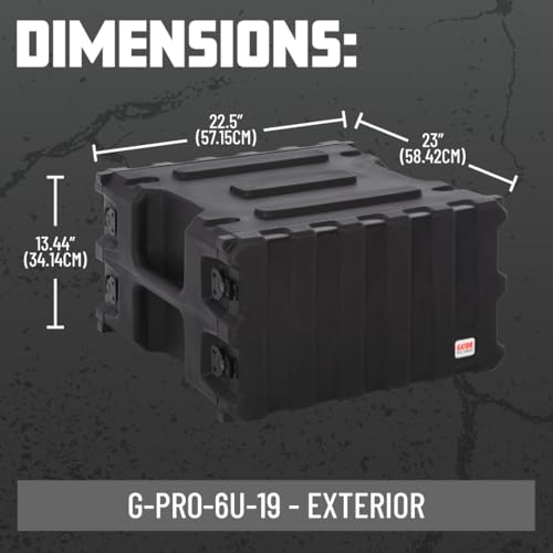 Gator Cases Pro Series 6U Rack Case with Standard 19" Depth, Roto Molded Made in USA (G-PRO-6U-19) - size: 6U Rack Space, style: Standard - 19" Deep
