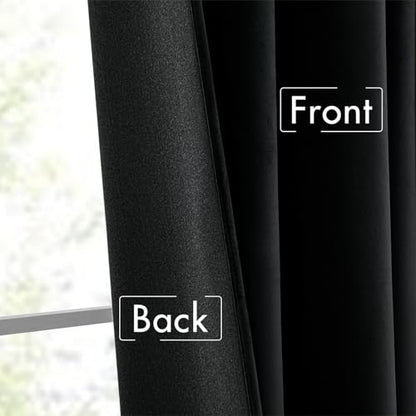 MIULEE Black Velvet Pinch Pleat Blackout Curtains W52 X L90 Inches - color: Black, size: 52"W x 90"L (Pack of 2)