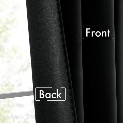 MIULEE Black Velvet Pinch Pleat Blackout Curtains W52 X L96 Inches - color: Black, size: 52"W x 96"L (Pack of 2)