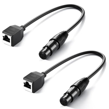 Neewer 3 Pin DMX XLR Female to RJ45 Female Cable, 2 Pack RJ45 to 3 Pin XLR Adapter Connector Only TL60 RGB Tube Light Wand and DMX512 Console Lighting Controller, 1ft/35cm, NC008 - style: 3 Pin Female to Female Cable