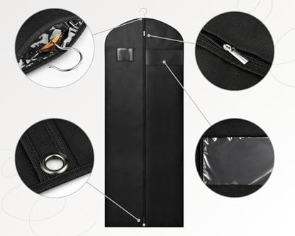 DS. DISTINCTIVE STYLE 2Pcs Dress Bags for Gowns, 60x24 In Long Dress Garment Bag with Clear Window, Garment Bag for Long Dress, Women's Coats, Formal Gowns, Evening Dresses (Black)