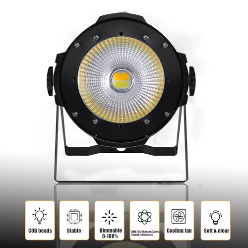 Ridgeyard LED Par Lights COB 200W DMX512 & Sound Activated Stage Light Warm White & Cool White Audience Blinder DJ Spot Light Wash Lights for Church Concert Photo Studio Wedding Live Show (4 Packs)