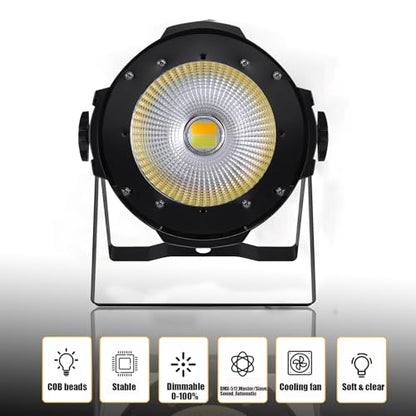 Ridgeyard LED Par Lights COB 200W DMX512 & Sound Activated Stage Light Warm White & Cool White Audience Blinder DJ Spot Light Wash Lights for Church Concert Photo Studio Wedding Live Show (4 Packs)