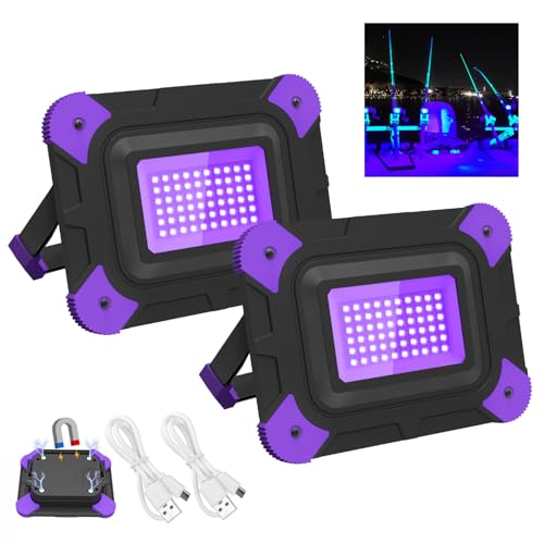 T-SUN Rechargeable Black Lights, Battery Powered Black Light for Fishing - size: 2 Pack