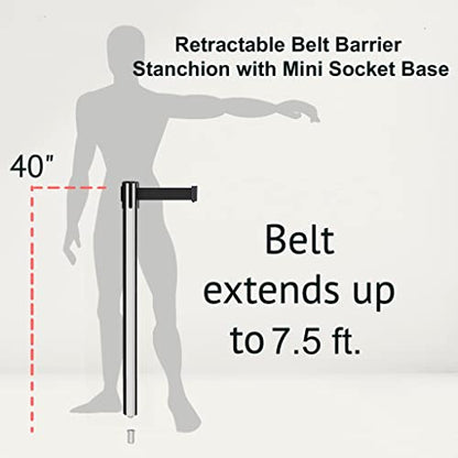 Montour Line MX630SK Retractable Belt Barrier Stanchions, Set of 2 - color: Red with "AUTHORIZED ACCESS ONLY" White Letters, size: 7.5 ft